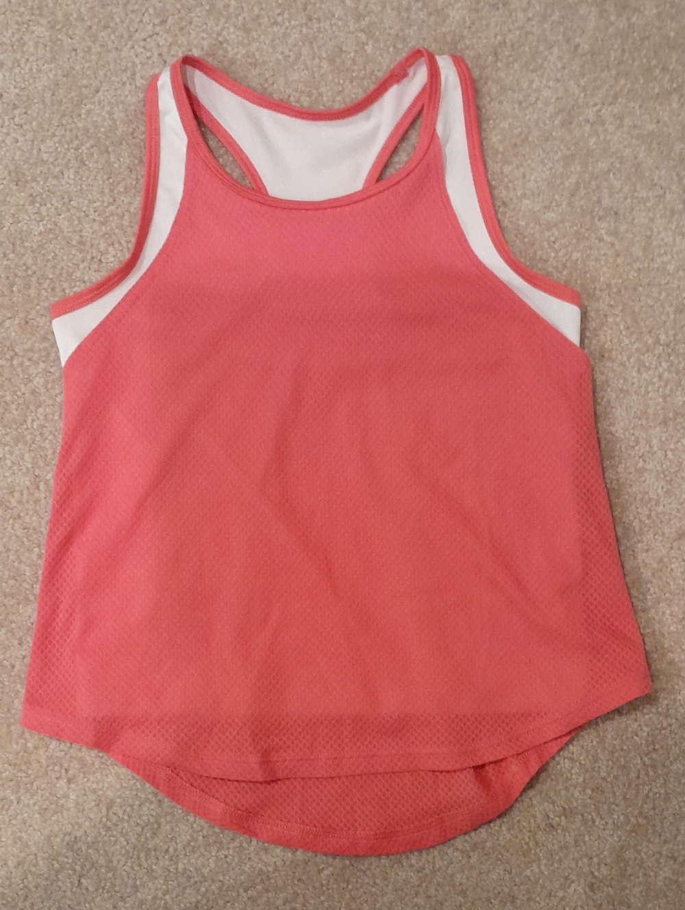 Avia Coral and White Racerback Athletic Tank, Girls M (7-8)